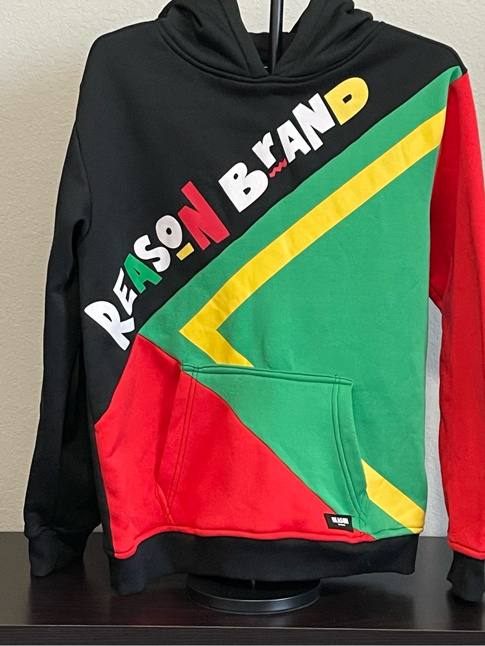 Reason Colorblocked Crewneck Hoodie - Black, Green, Red, Yellow Streetwear M